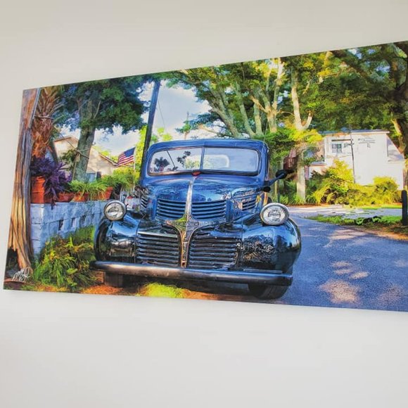 NEW Digital Art on canvas - Vintage Blue Truck - Picture 6 of 7